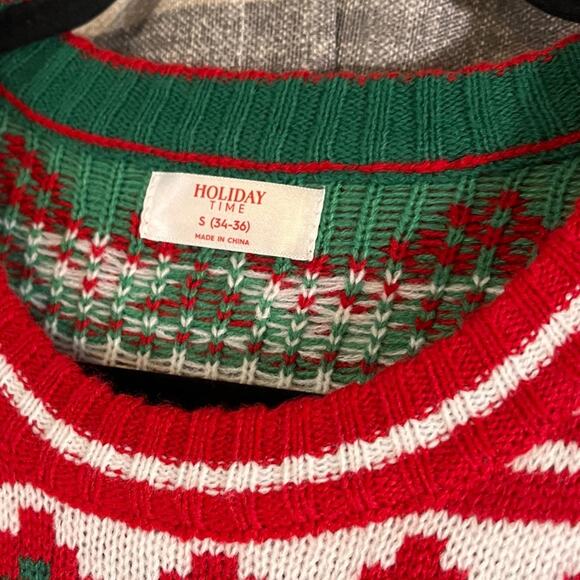 Holiday Time Red And Green Cow Christmas Sweater Size Small - Picture 6 of 8